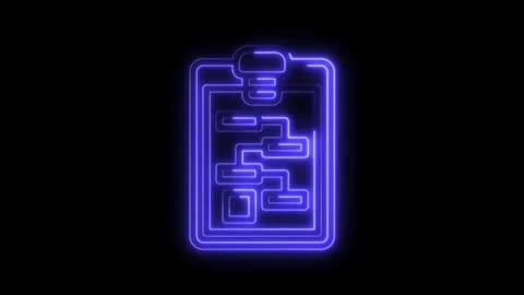 Neon flowchart symbol animation glowing line style on black background data Stock Footage 322973005