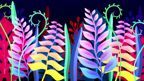 Neon Flowers Garden at Night Version 1 Stock Footage 341802730
