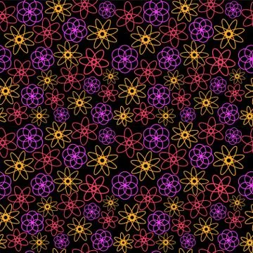 Neon flowers, seamless pattern Stock Illustration
