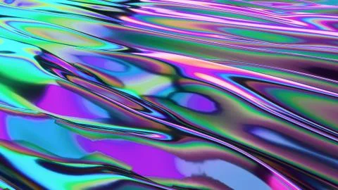 Neon flowing liquid waves abstract motion background. 3d illustration Stock Illustration
