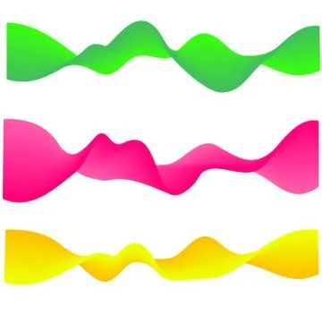 Neon flowing wave. gradient abstract shapes isolated on white. Green, pink an Stock-Illustration