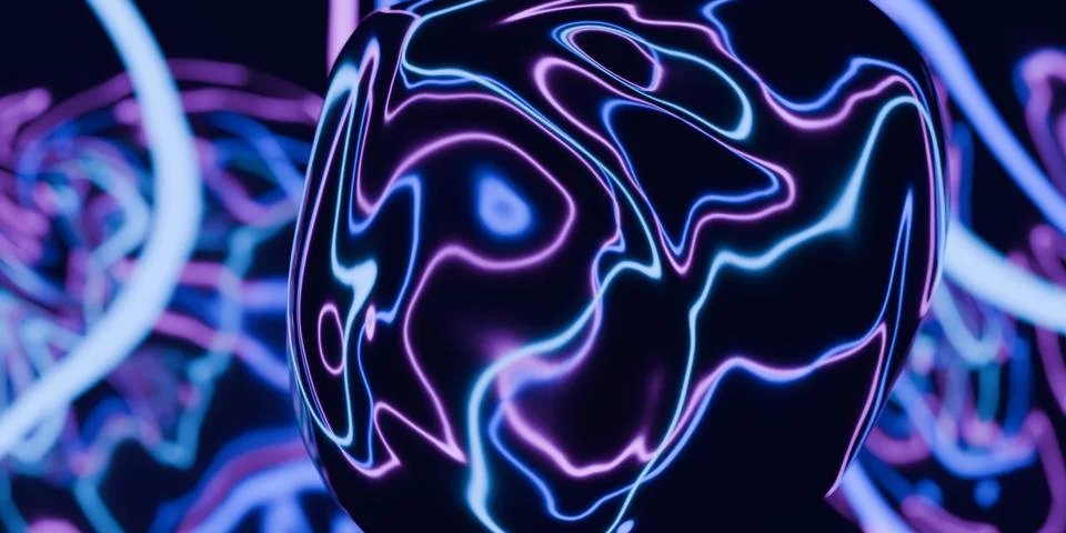 Neon fluid orb 3d render Stock Illustration