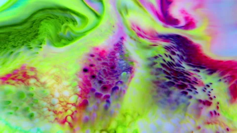 Neon Fluid Paint Swirl Macro Stock Footage 328027033