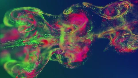 Neon Fluid Particles. Shining Dust. Glowing Particles Cloud Explosion. Stock Footage 194827674