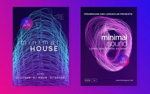 Neon flyer trance event. Techno dj party. Electro dance music. E Stock Illustration