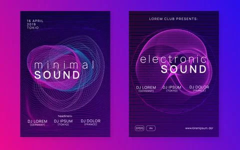 Neon flyer trance event. Techno dj party. Electro dance music. E Stock Illustration