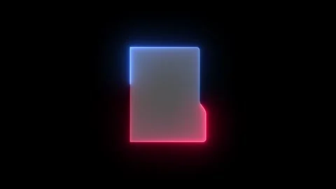Neon folder fill icon blue red color glowing animation black background Stock Footage 266823367