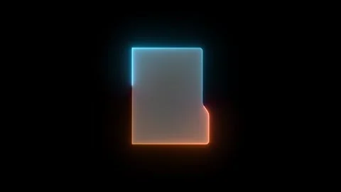 Neon folder fill icon brown cyan color glowing animation black background Stock Footage 266823370