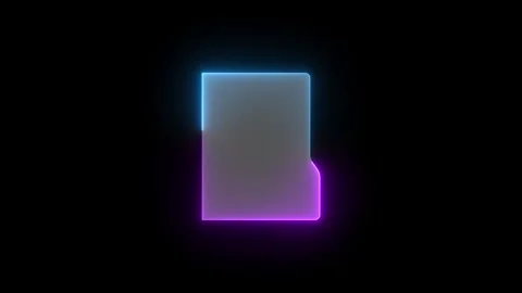 Neon folder fill icon cyan purple color glowing animation black background Stock Footage 266823369