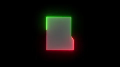 Neon folder fill icon green red color glowing animation black background Stock Footage 266823372
