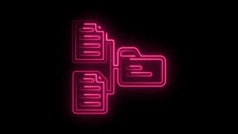 Neon folder icon animated file management and data organization glow with a.. Stock Footage 346001716