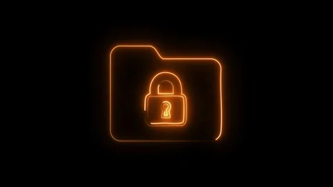 Neon folder icon with padlock glow animation for cybersecurity and data pri.. Stock Footage 338287912