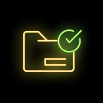 Neon folder icon showing data security and file protection Illustrazione stock