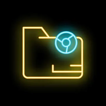 Neon folder icon symbolizing data security and digital storage 스톡 일러스트