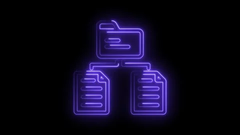 Neon folder network with files connection flow for data management and cloud 動画素材 330781695