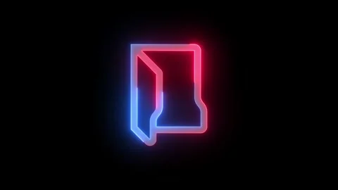 Neon folder open icon blue red color glowing animation black background Stock Footage 269049041