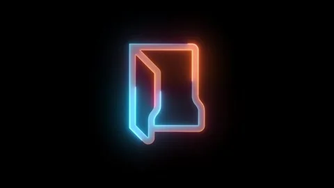 Neon folder open icon brown cyan color glowing animation black background Stock Footage 269049043