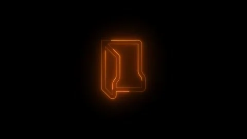 Neon folder open icon brown glowing black background animation Stock Footage 275280047