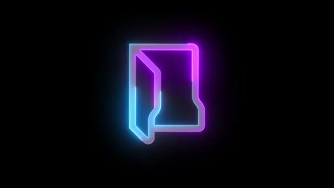 Neon folder open icon cyan purple color glowing animation black background Stock Footage 269049047