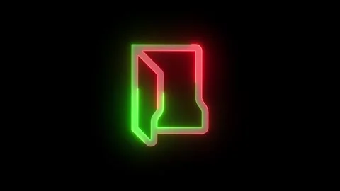 Neon folder open icon green red color glowing animation black background Stock Footage 269049050