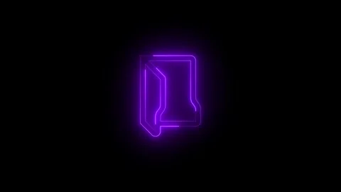 Neon folder open icon purple glowing black background animation Stock Footage 275280065