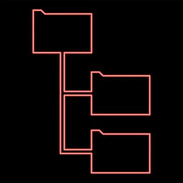Neon folder structure red color vector illustration image flat style Stock Illustration