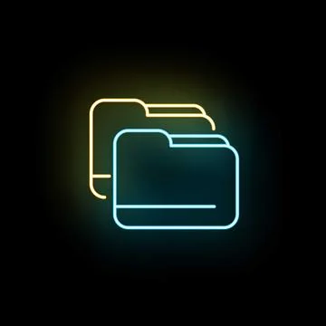 Neon folders managing digital information and file organization Stock Illustration