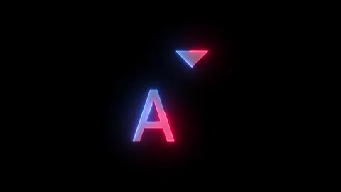 Neon font decrease icon blue red color glowing animation black background Stock Footage 266823380