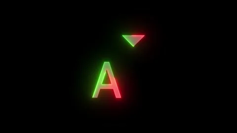 Neon font decrease icon green red color glowing animation black background Stock Footage 266823388