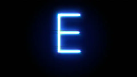 Neon font letter E uppercase appear in center and disappear after some time Stock Footage 141555156