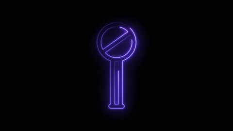 Neon forbidden icon animation on black background illustrating restriction .. Stock Footage 314535751