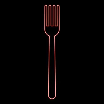 Neon fork cutlery restaurant concept silhouette red color vector illustration Stock Illustration