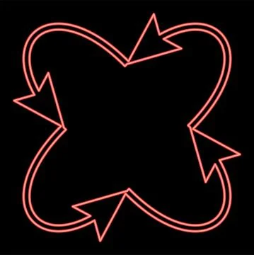 Neon four arrows loop and from center red color vector illustration image fla Stock Illustration
