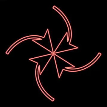 Neon four arrows loop center red color vector illustration image flat style Stock Illustration