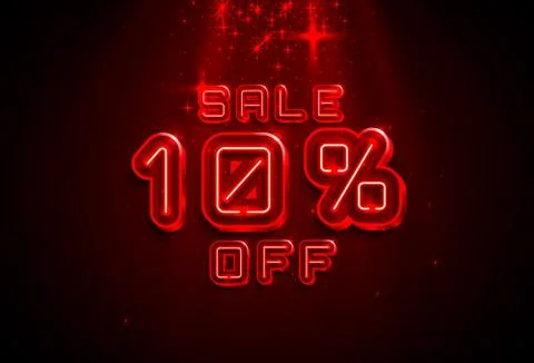 Neon frame 10 off text banner. Night Sign board. Stock Illustration