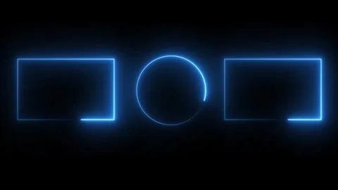 Neon Frame Animation | Glowing Rectangle and Circle Placeholder Motion Graphics Stock Footage 340656310