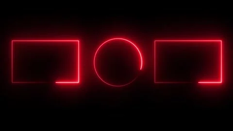 Neon Frame Animation | Glowing Rectangle and Circle Placeholder Motion Graphics Stock Footage 340656313