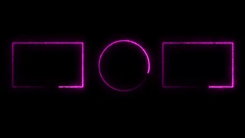 Neon Frame Animation | Glowing Rectangle and Circle Placeholder Motion Graphics Stock Footage 340656324