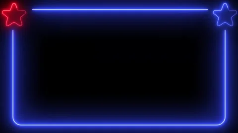 Neon frame animation loop, neon sign flicker with star glow animation Stock Footage 311108207