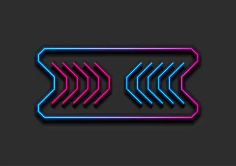 Neon frame with arrows sign tech abstract background Stock Illustration