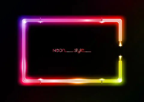 Neon frame background, multicolor sign. Colorful neon shiny glowing frame Stock Illustration