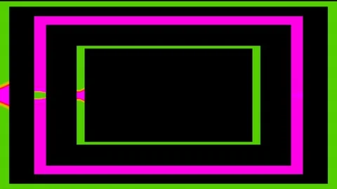 Neon frame background of a shiny rectangular black animation Video stock 127977041