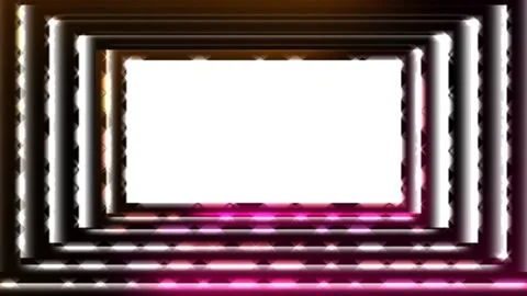 Neon frame background of a shiny rectangular black animation Stock Footage 130737093