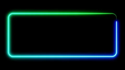 Neon frame blue and green lights motion loops square on black background 3d Stock Footage 265197540