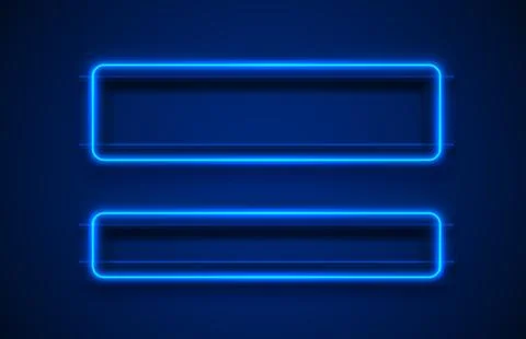 Neon frame, blue lamp, black background, line electric. Vector Stock Illustration