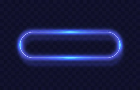 Neon frame, blue lamp, transparent background, line electric. Vector Stock Illustration