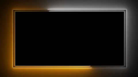 Neon frame border with orange and white on black background, rectangle loop Video stock 334995097