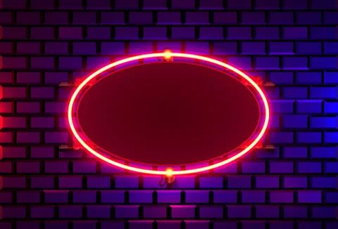 Neon frame on a brick colored wall. template design element. Stock Illustration