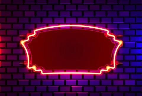 Neon frame on a brick colored wall. template design element. Stock Illustration