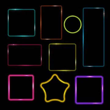 Neon Frame,  Buttons on Checkered  Abstract Transparent Backgrou Stock Illustration